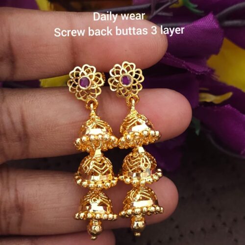 Daily wear screw back buttas 3 layer 375 free shipping