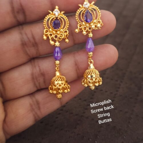 Microplish screw back real purple beads string buttas 399 free shipping