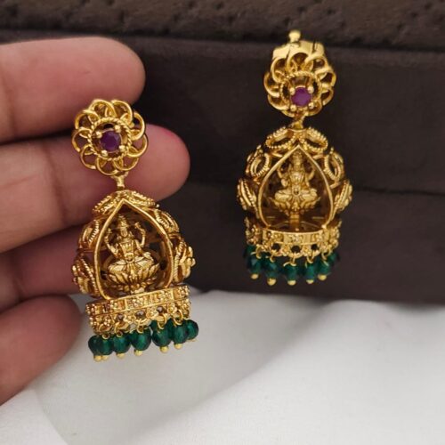 Gopuram buttas with green beads 450 free shipping