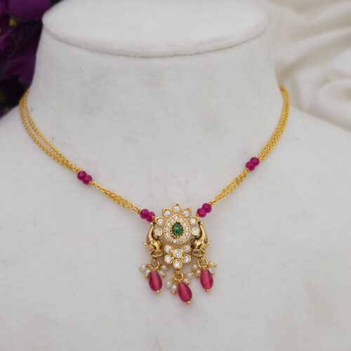 Handmade chain with locket customized with Chetan rubies 550 free shipping