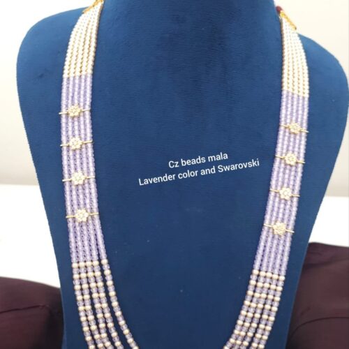 Lavender colour cz beads and Swarovski hand made Mala 1899 free shipping