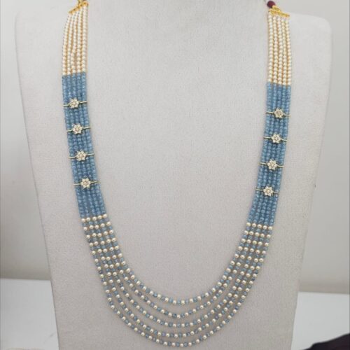 Light blue cz beads mala 1899 free shipping