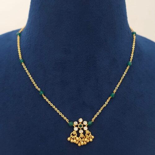 Handmade locket with chain customized with Chetan emeralds 399 free shipping