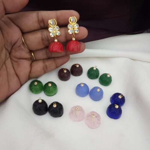 Chageable hangings   one pair polki studs and 8pairs of glass beads 1099 free shipping