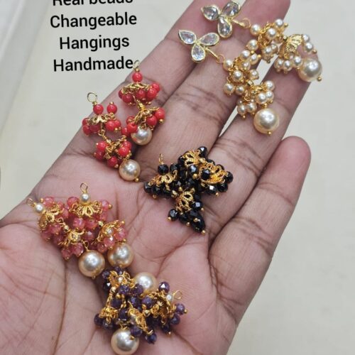 Real beads changeable 5 colors hangings  one pair studs and 5 pairs hangings 1450 free shipping