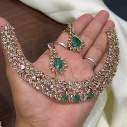 Uncut neck set 1399 free shipping multy color