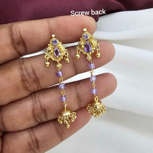 Screw back string earrings purple 299 free shipping