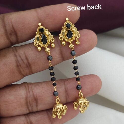 Screw back string earrings black 299 free shipping