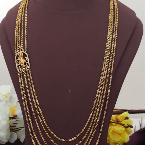 30inches 5 layer krishna  chandraharam green stone 650 free shipping