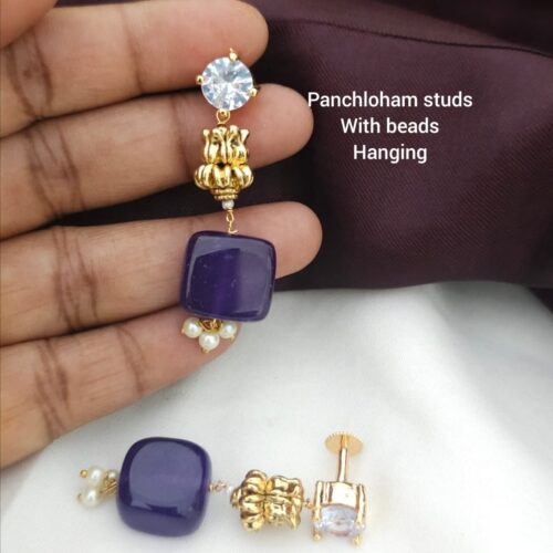 Panchloham studs with purple hangings 450 free shipping