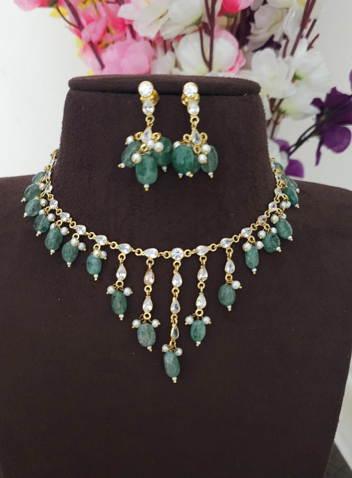 2026/07/1005790347.jpg Polki stone neck set 699 free shipping - Image 1