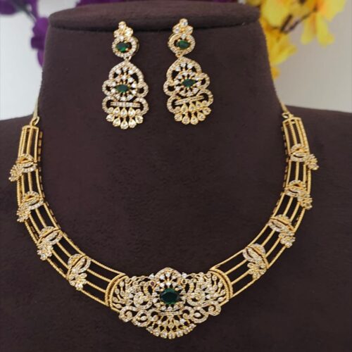 Gold copy neck set green stone 799 free shipping