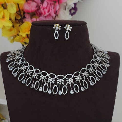 Dimond replica czs and uncut stone neck set 999 free shipping