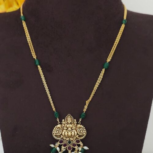 Handmade Laxmi Mala with green beads 799 free shipping