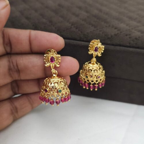 Antique gold buttas with pink beads 399 free shipping