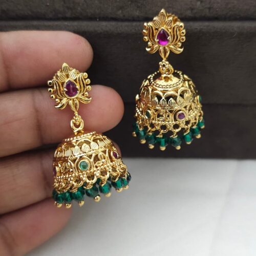 Antique gold buttas green beads 399 free shipping
