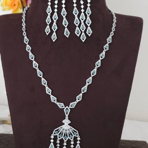 Dimond replica long Haram pastal green and cz stone 999 free shipping