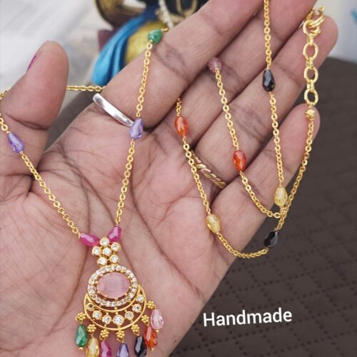 7 multy color Mala  customized with czs beads with pastal pink stone 599 free shipping