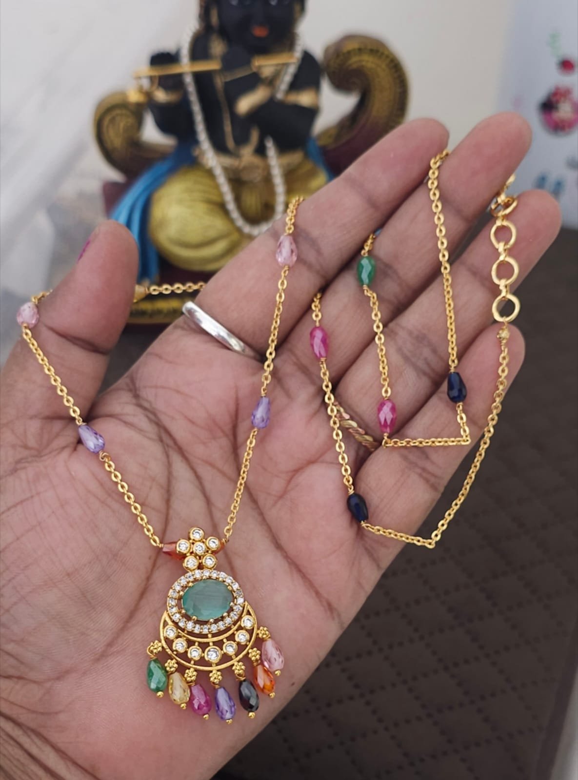 2026/07/IMG-20260714-WA1336.jpg 7 multy color Mala customized with cz drops beads pastal green stone 599 free shipping - Image 1