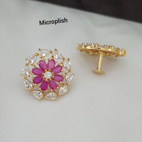 Microplish pink and white stone studs 599 free shipping