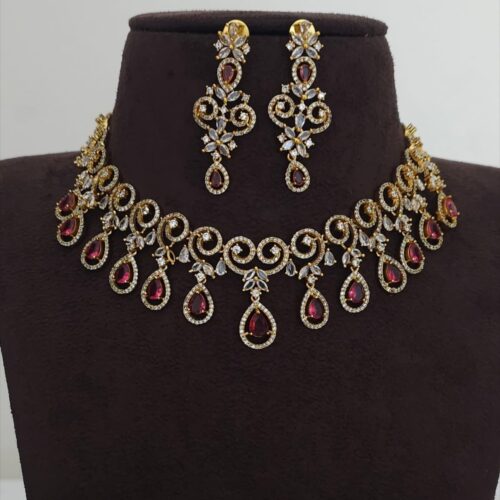 Pink stone antique cz neck set 1299 free shipping