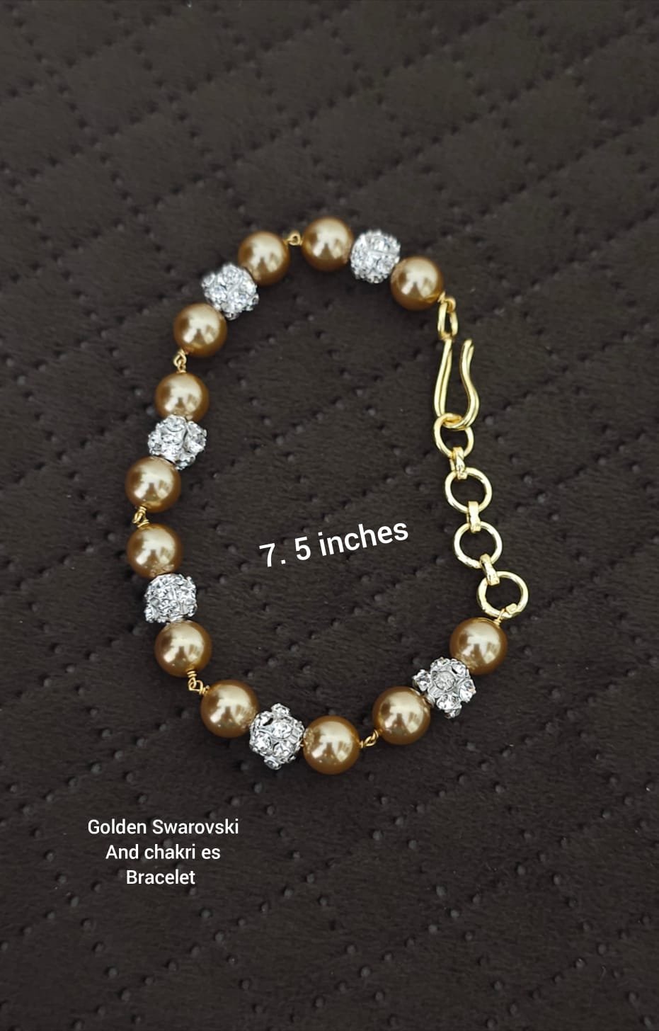 2026/08/1005895238.jpg Golden Swarovski and chakri es bracelet 650 free shipping - Image 1