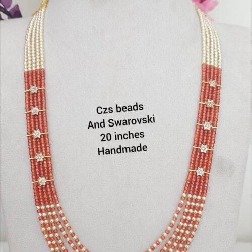 Rani Haram rust orange cz beads  and  Swarovski Mala 1599 free shipping