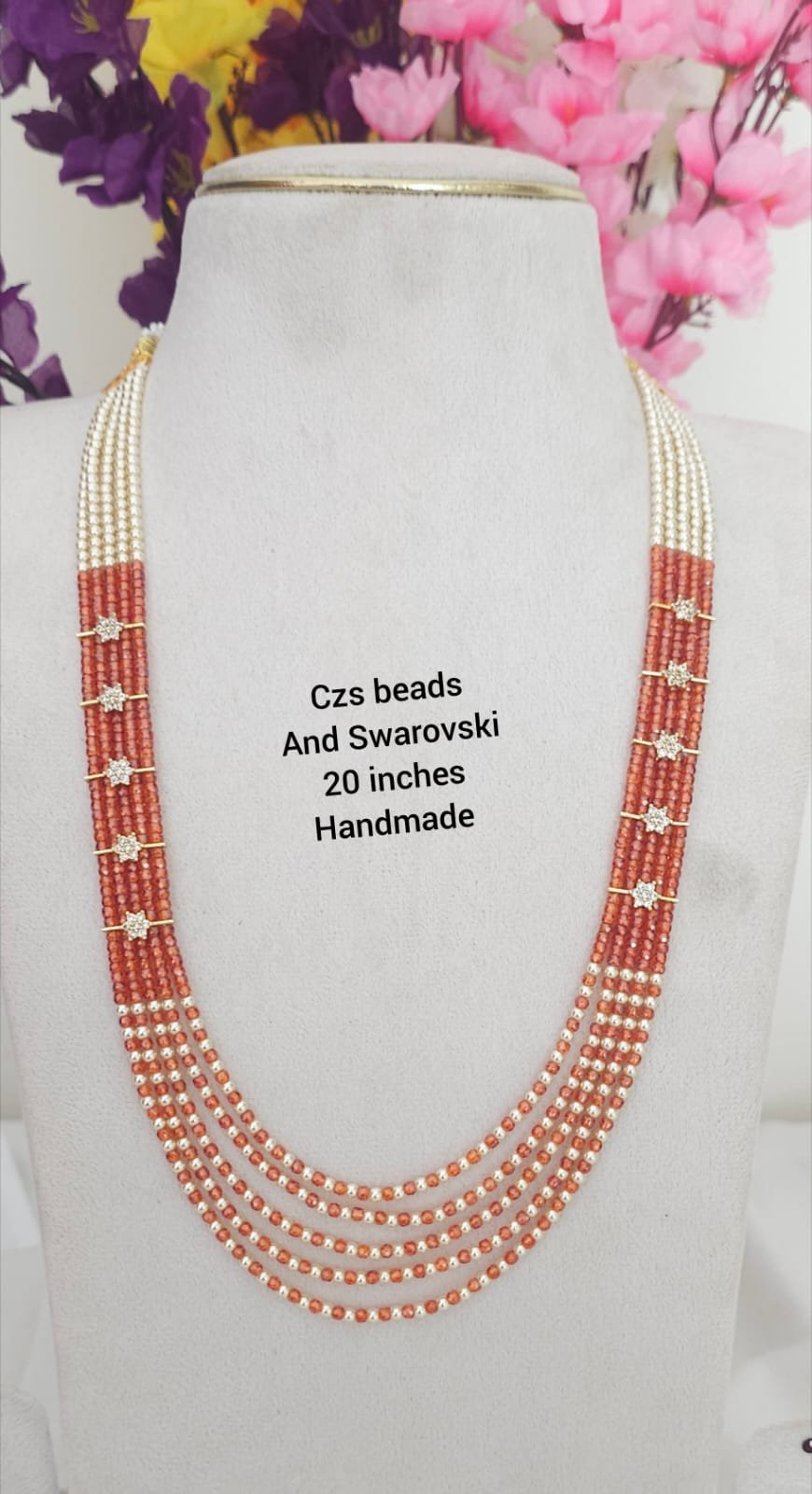 2026/08/1005895369.jpg Rani Haram rust orange cz beads and Swarovski Mala 1599 free shipping - Image 1