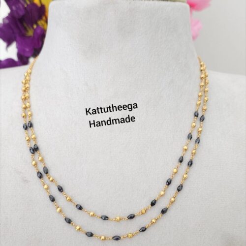 Kattutheega black dimond cut czs and kattu balls 1399