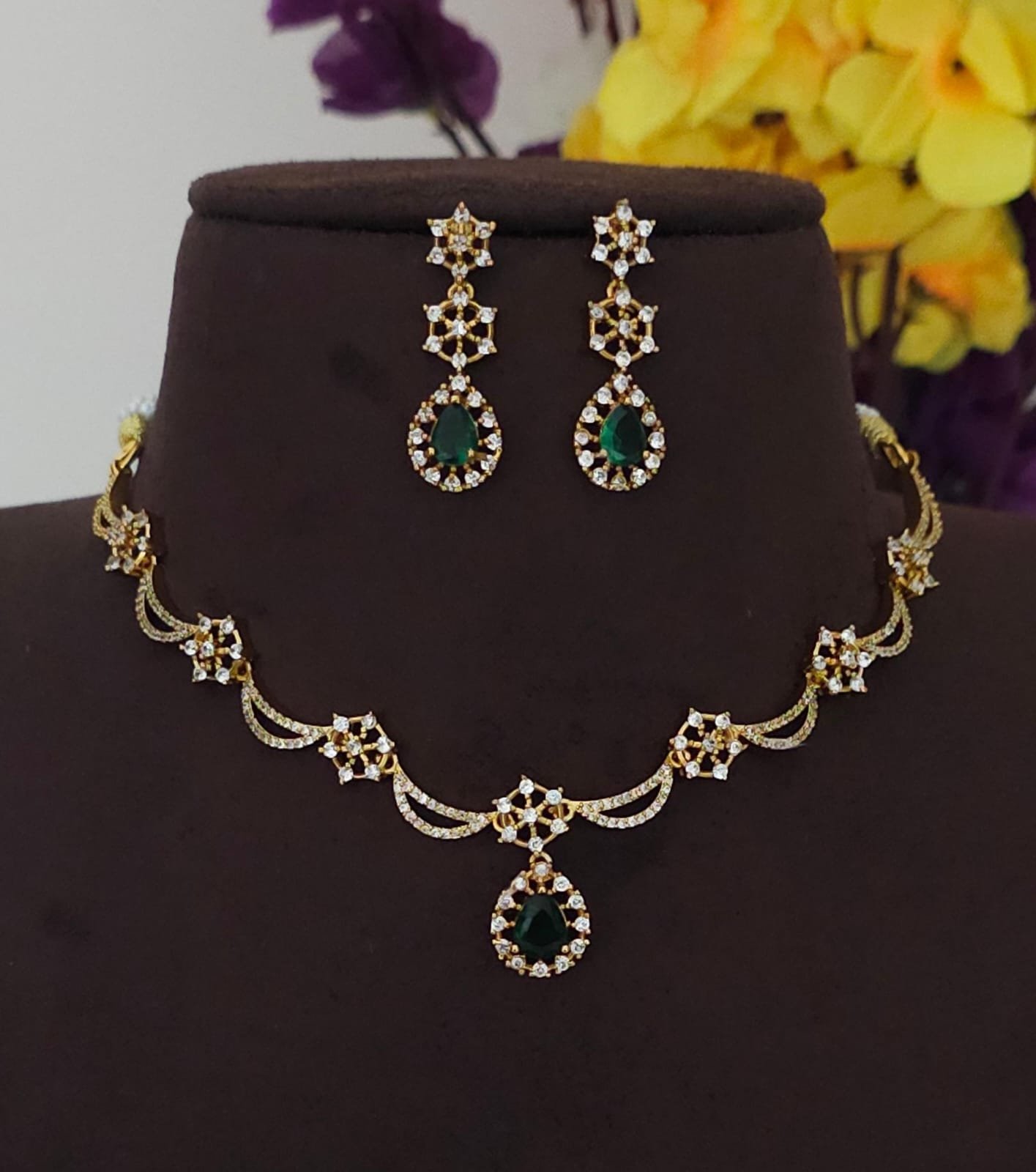 2026/08/IMG-20260822-WA0116.jpg Czs neck set green stone 599 free shipping - Image 1