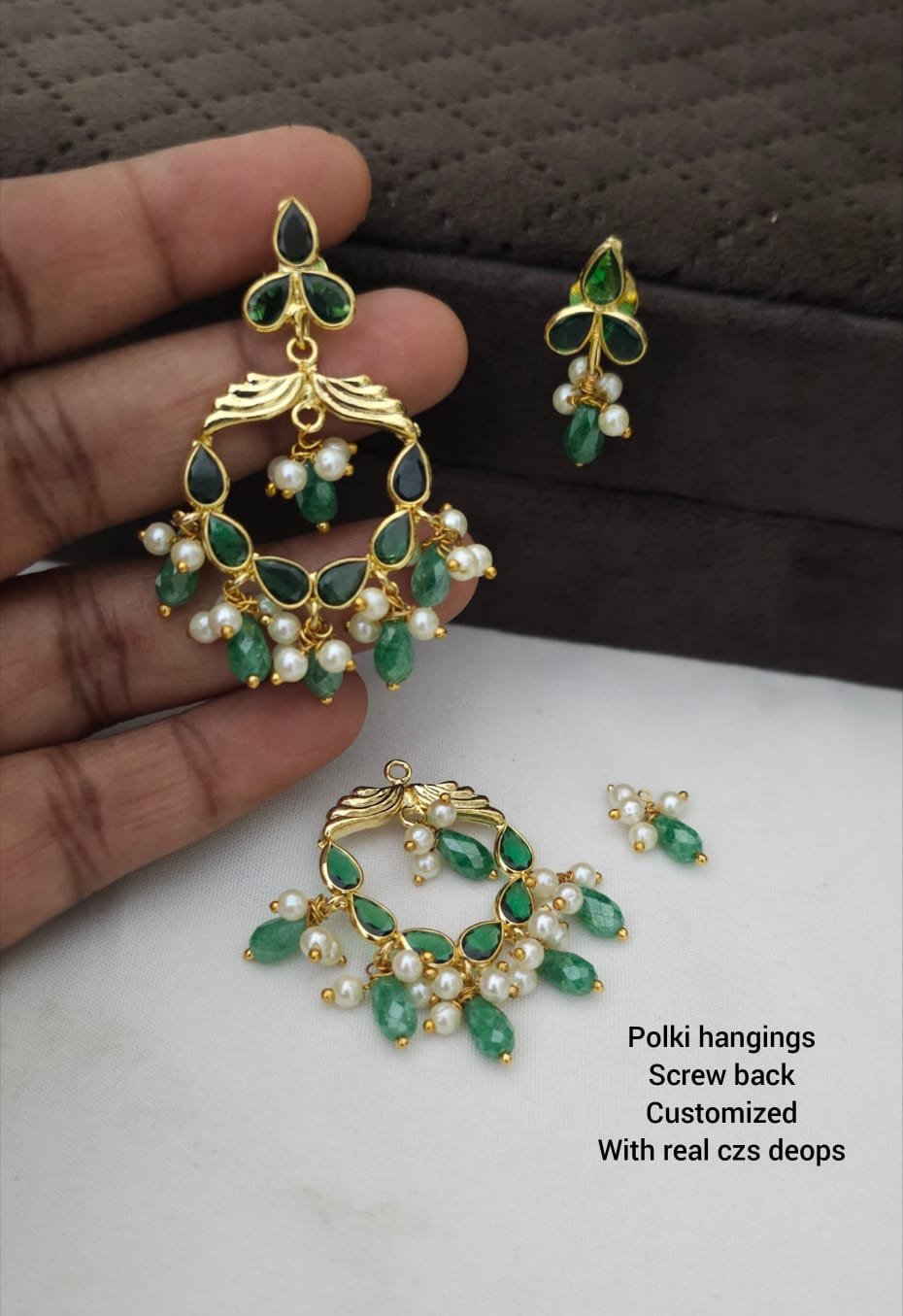 2026/08/IMG-20260822-WA1032.jpg Polki stone hangings customized with real cz beads 699 free shipping - Image 1