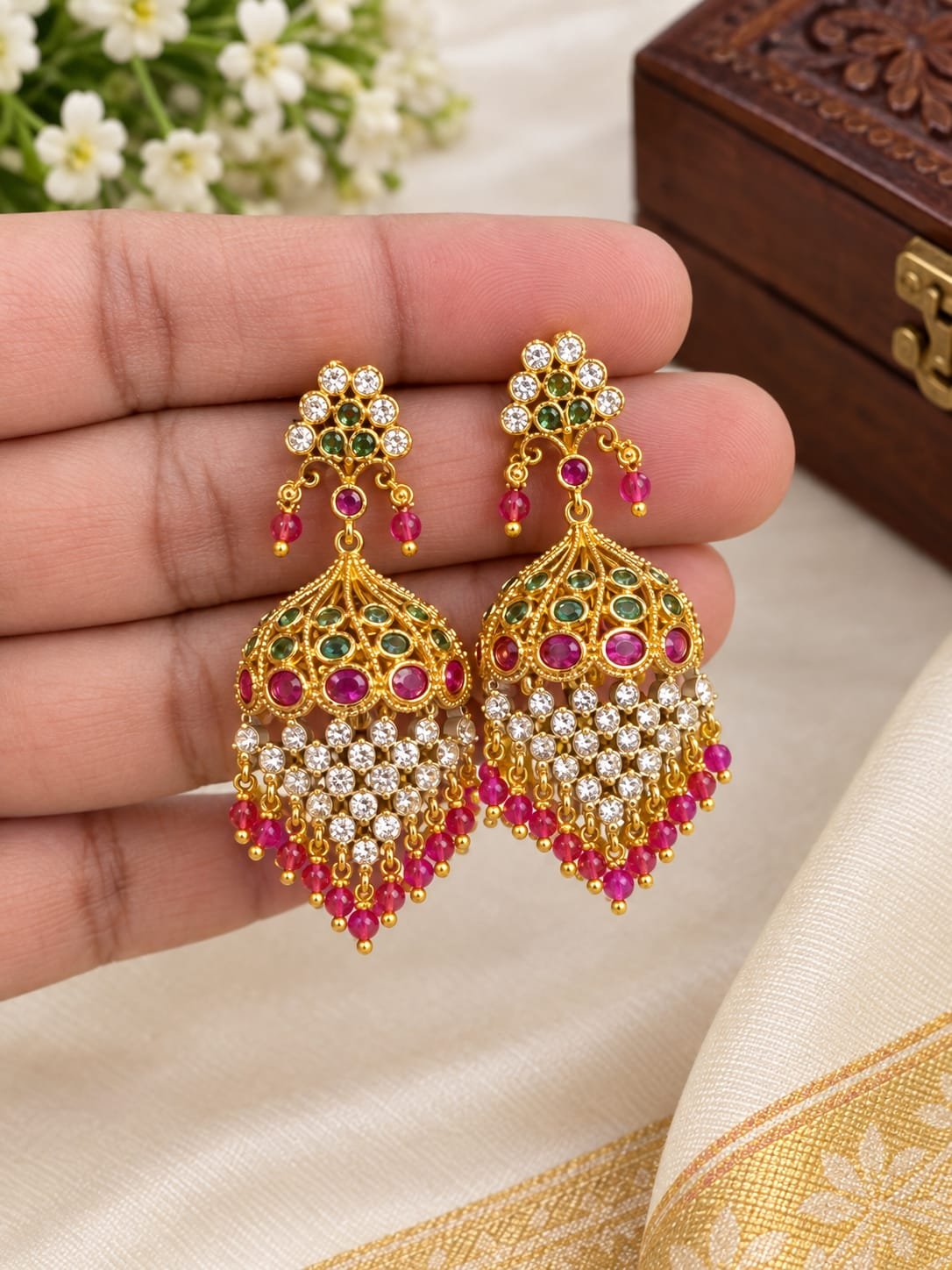 2026/09/IMG-20260921-WA0019.jpg Beautiful designer hangings pink stone 699 free shipping - Image 1