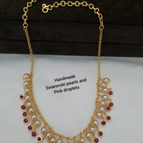 Handmade Mala customized with Swarovski beads and pink droplets 850 free shipping
