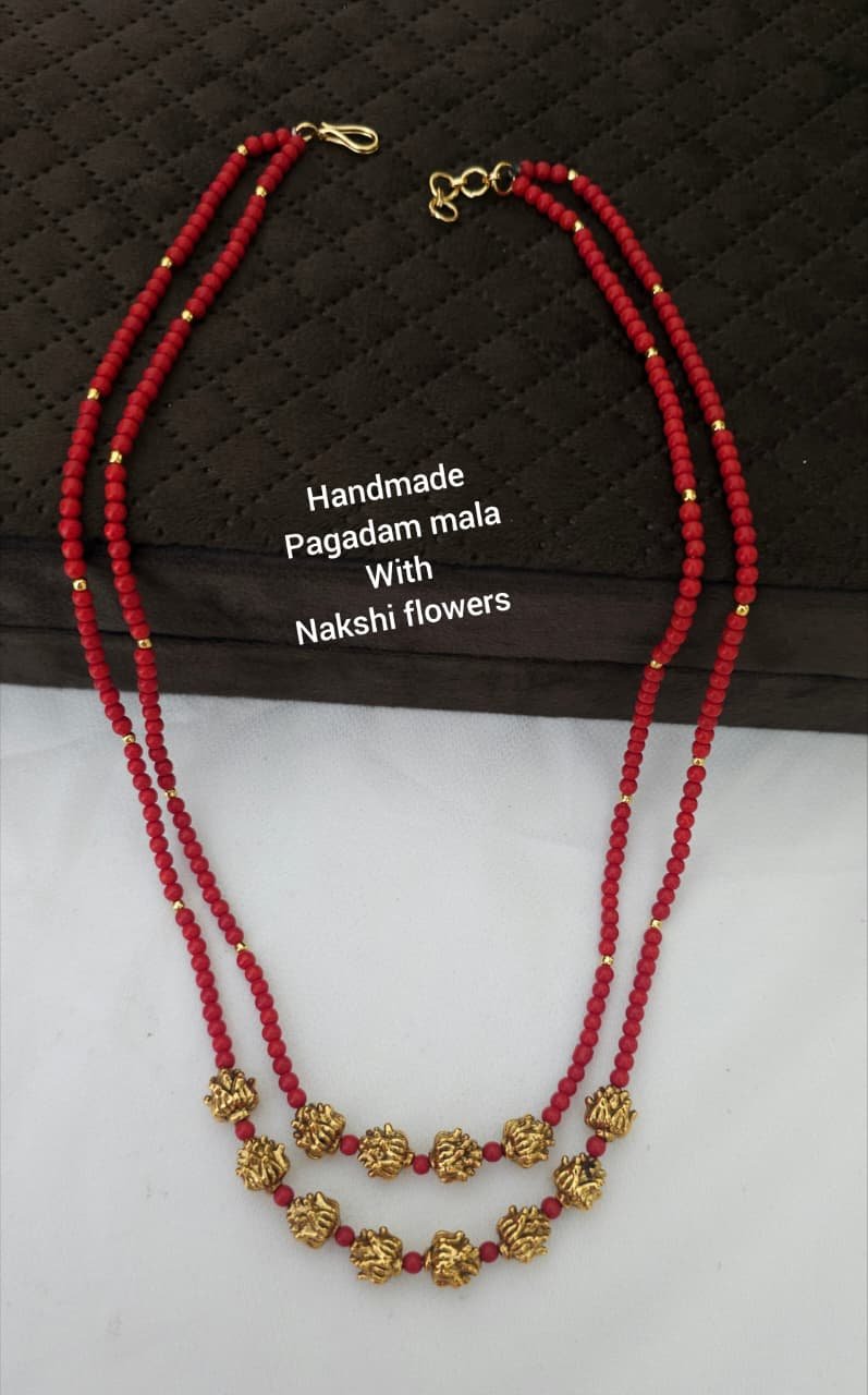 2026/09/IMG-20260925-WA0872.jpg Pagadam mala with naks flowers handmade 950 free shipping - Image 1