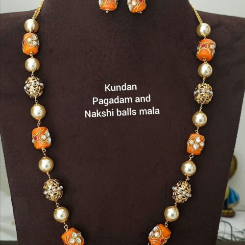 Kundan pagadam and nakshi balls Mala 2299 free shipping