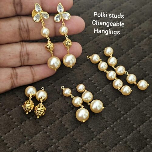 Changeable  Swarovski hangings with polki studs 790 free shipping