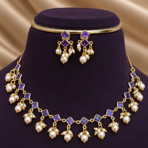 Polki neck set purples 699