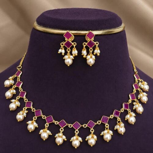 Polki neck set pink 699 free shipping