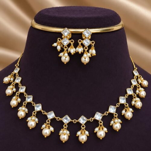 Polki neck set white 699 free shipping