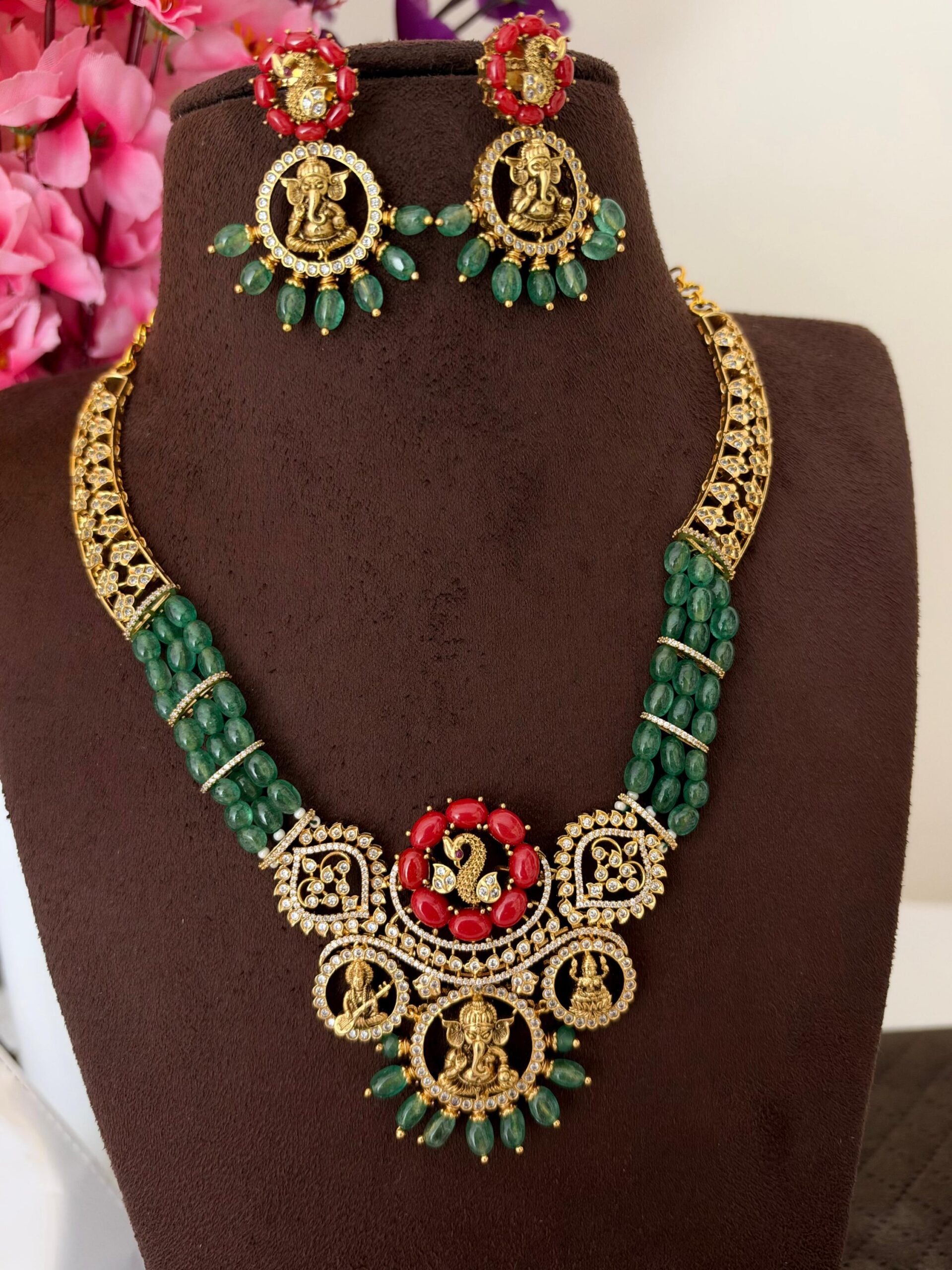 2026/10/IMG-20261011-WA0031-scaled.jpg Designer green beads neck set 2499 free shipping - Image 1