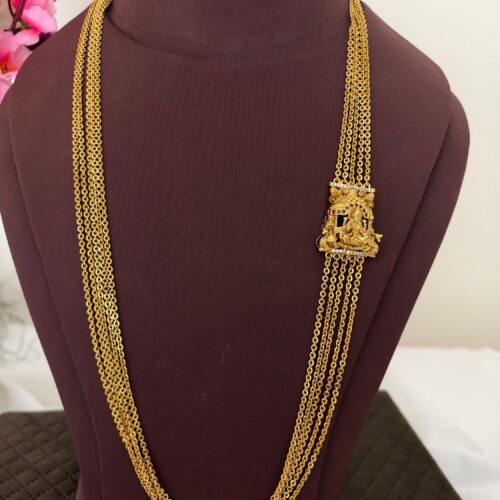 Antique gold 30 inches Pink stone chandraharam 650 free shipping