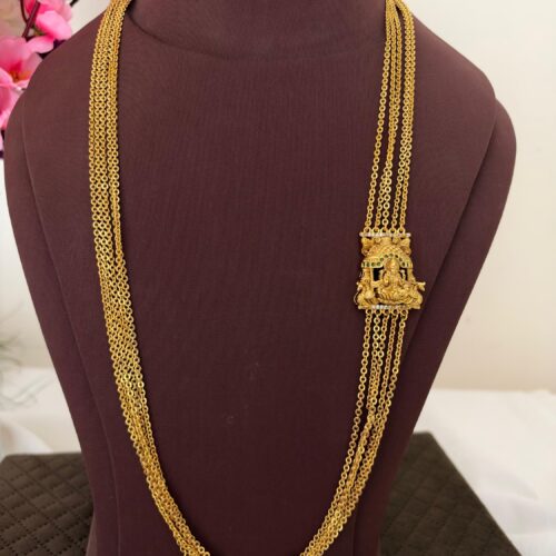 Antique gold 30 inches green colour chandraharam 650 free shipping
