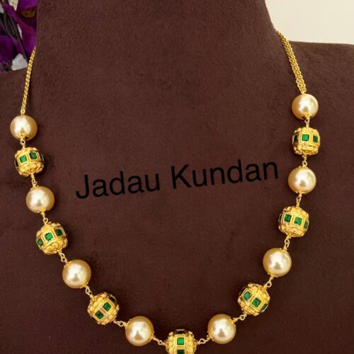Jadavu Kundan with Swarovski green stones 1350 free shipping
