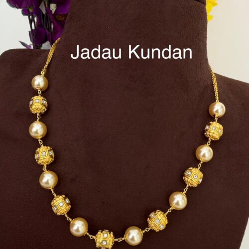 Jadau Kundan white stones with Swarovski mala handmade 1350 free shipping